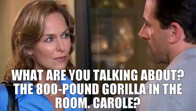 YARN | What are you talking about? The 800-pound gorilla in the room. Carole? | The Office (2005) - S03E02 The Convention | Video gifs by quotes | d0f2b89e | 紗